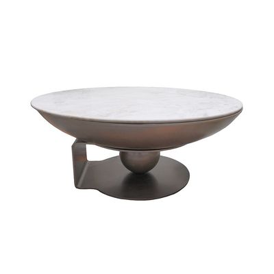 Riveror Set of  2 Round Coffee Table - Grey / Gunmetal Black