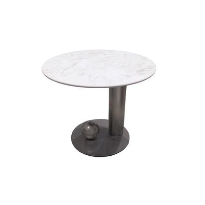 Riveror Set of  2 Round Coffee Table - Grey / Gunmetal Black