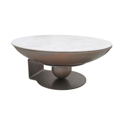 Riveror Set of  2 Round Coffee Table - Grey / Gunmetal Black