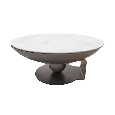 Riveror Set of  2 Round Coffee Table - Grey / Gunmetal Black