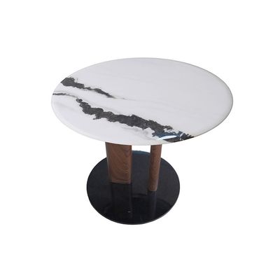 Abba Round Coffee Table - Set of 2 - White/Bronze - With 2-Year Warranty