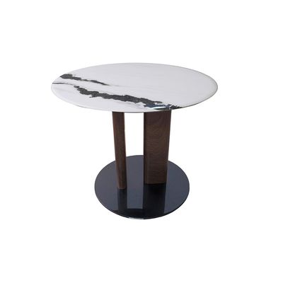 Abba Round Coffee Table - Set of 2 - White/Bronze - With 2-Year Warranty