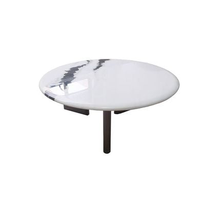 Abba Set of  2 Round Coffee Table - White / Bronze