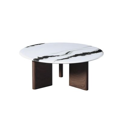 Abba Set of  2 Round Coffee Table - White / Bronze