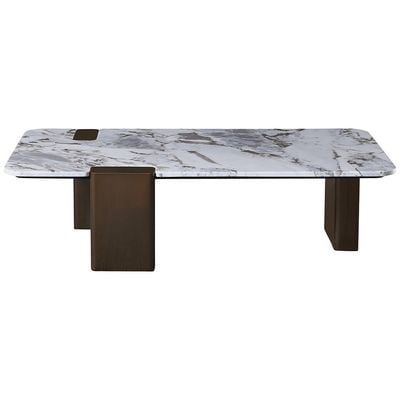 Union Coffee Table - White/Antique Bronze