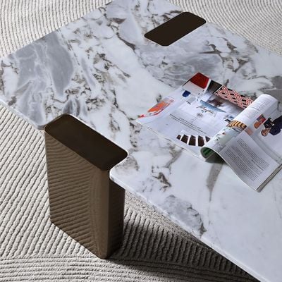 Union Coffee Table - White/Antique Bronze