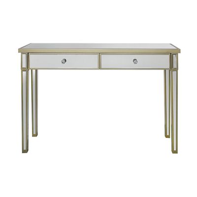 Rizza Console Table W/  Mirror- Glass / Beige