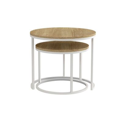 Renley Set of 2 Round  End Table - Oak / White