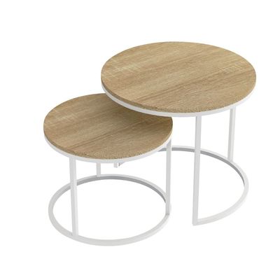 Renley Set of 2 Round  End Table - Oak / White