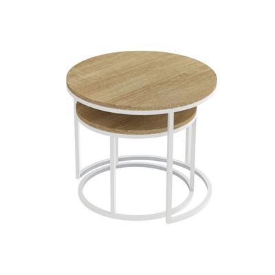 Renley Set of 2 Round  End Table - Oak / White