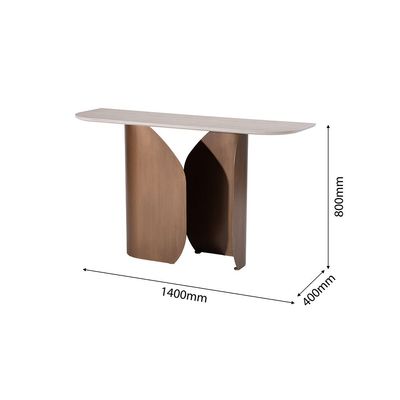 Skylar Ceramic Console Table - Beige/Brushed Brass