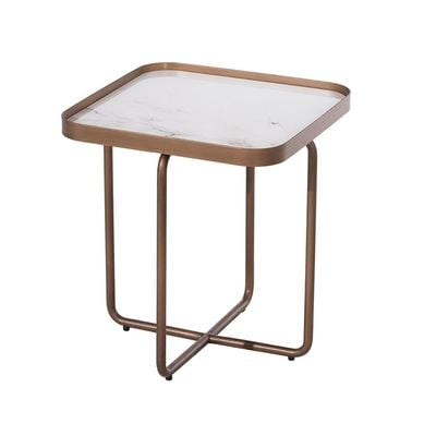 Blanca Set Of 3 Nesting Table - White/Black/Brushed Brass