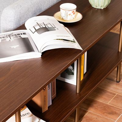 Belosie Sofa Table - Brown/Brushed Brass