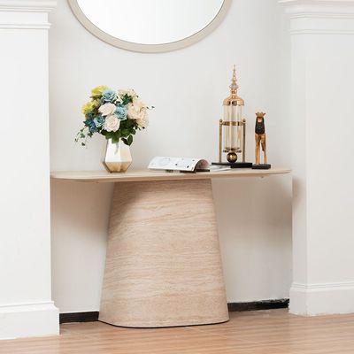 Baela Ceramic Top Console Table  - Beige/Stone