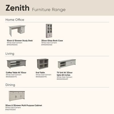 Zenith Coffee Table W/1Door-White Oak+Cement
