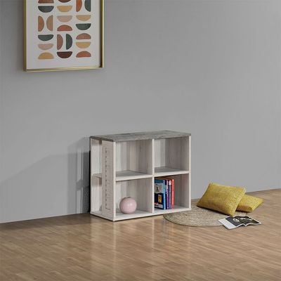 Zenith End Table-White Oak+Cement