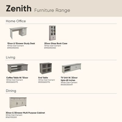 Zenith End Table-White Oak+Cement