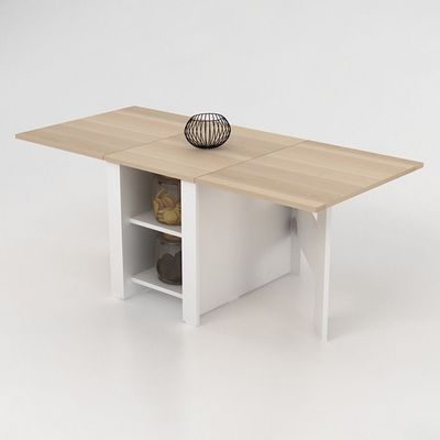 Algeria Foldable  Coffee Table w/Drawers  - White/Oak