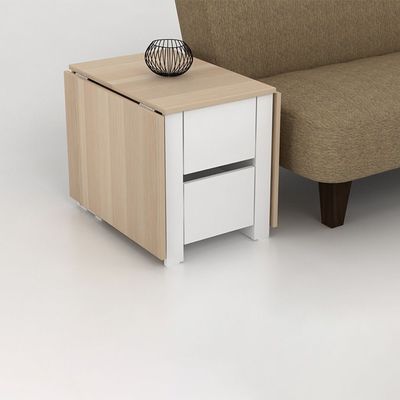Algeria Foldable  Coffee Table w/Drawers  - White/Oak