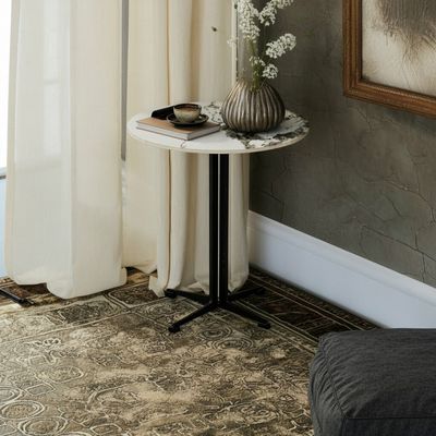 Elmont End table Ceramic- White/Black