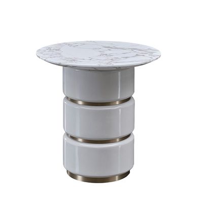 Fortville Round Small High Gloss Coffee Table -Light Grey / Brushed Light Gold