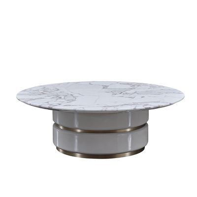 Fortville Round Medium High Gloss Coffee Table -Light Grey / Brushed Light Gold