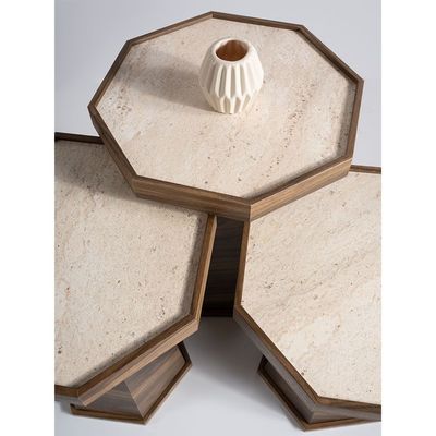 Pyramid Set of 3 Nest of Table - Walnut / Moonstone 