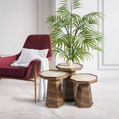 Pyramid Set of 3 Nest of Table - Walnut / Moonstone 