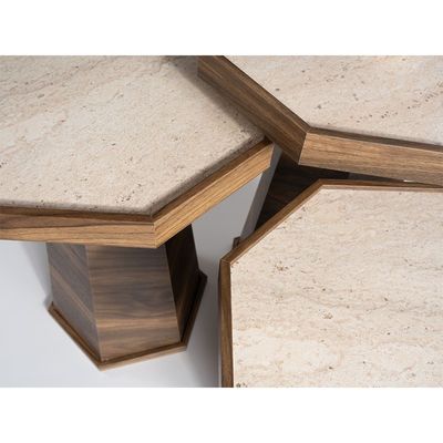 Pyramid Set of 3 Nest of Table - Ivory / Moonstone 