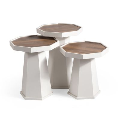 Pyramid Set of 3 Nest of Table - Ivory / Moonstone 