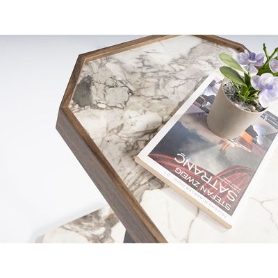 Havuzlu Side Table - White/Walnut 