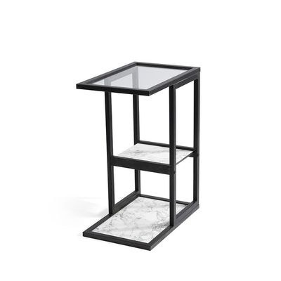 Carara Side Table - Glass/Black 