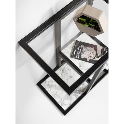 Carara Side Table - Glass/Black 