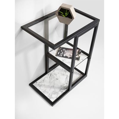 Carara Side Table - Glass/Black 