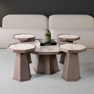 Pyramid Octagonal 4+1 Coffee Table Set -Grey