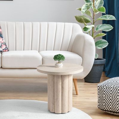 Rundel Round End Table - Cream