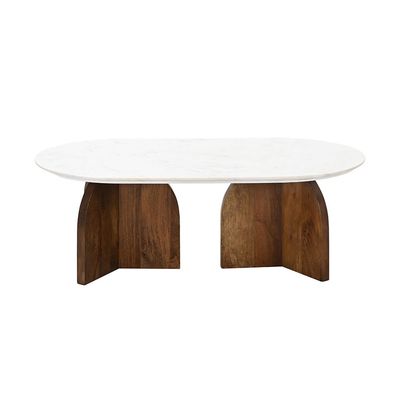 Camelle Marble Top Coffee Table   -White/Brown
