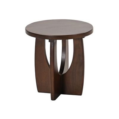 Grinel Round Wooden Side Table - Walnut