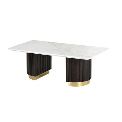Latymer Marble Top Coffee Table   -White/Walnut/Gold