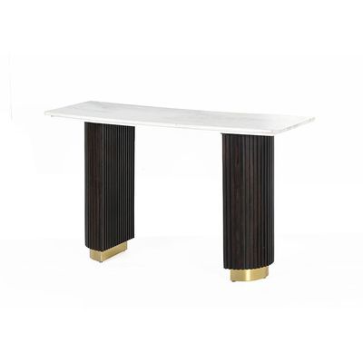 Latymer Marble Top Console Table   -White/Walnut/Gold