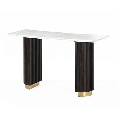 Latymer Marble Top Console Table   -White/Walnut/Gold