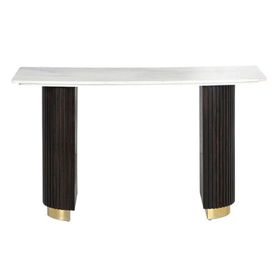Latymer Marble Top Console Table   -White/Walnut/Gold