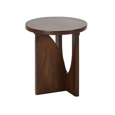 Lishe Round Wooden Side Table - Grey/Oak