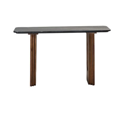 Malmo Marble Top Console Table   -Black/Walnut