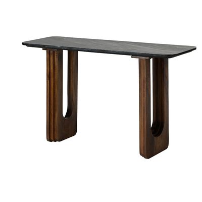 Malmo Marble Top Console Table   -Black/Walnut