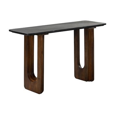 Malmo Marble Top Console Table   -Black/Walnut