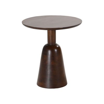 Selah Round Wooden Side Table - Walnut