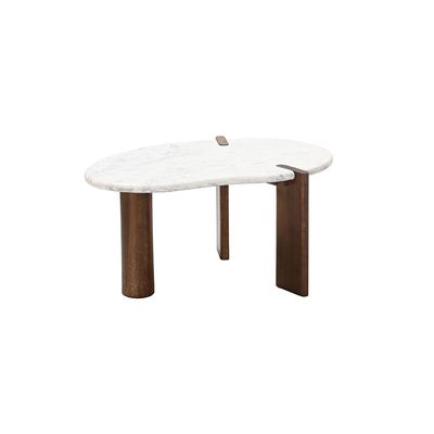 Wrenna Marble Top Medium Coffee Table - White/Walnut