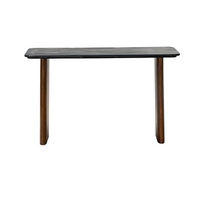 York Marble Top Console Table   -Black/Walnut
