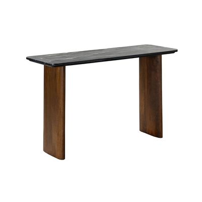 York Marble Top Console Table   -Black/Walnut